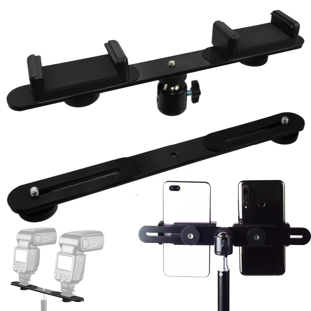 Photography Video Lighting Kit With Adjustable Tripod Stand - 1/4 ''Çift Flaş Braketi Montaj Tutucu