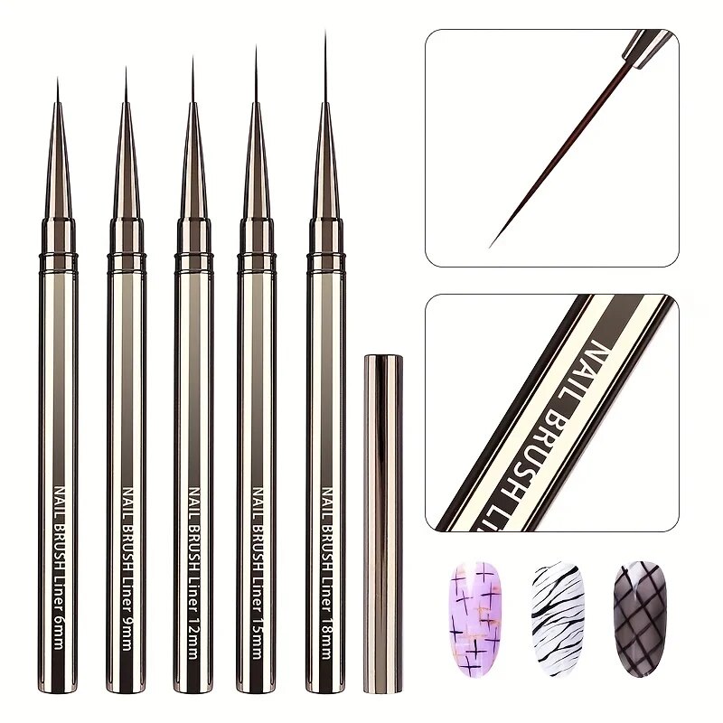 Coloured Gel Set - 5 adet tırnak sanat astar fırçaları