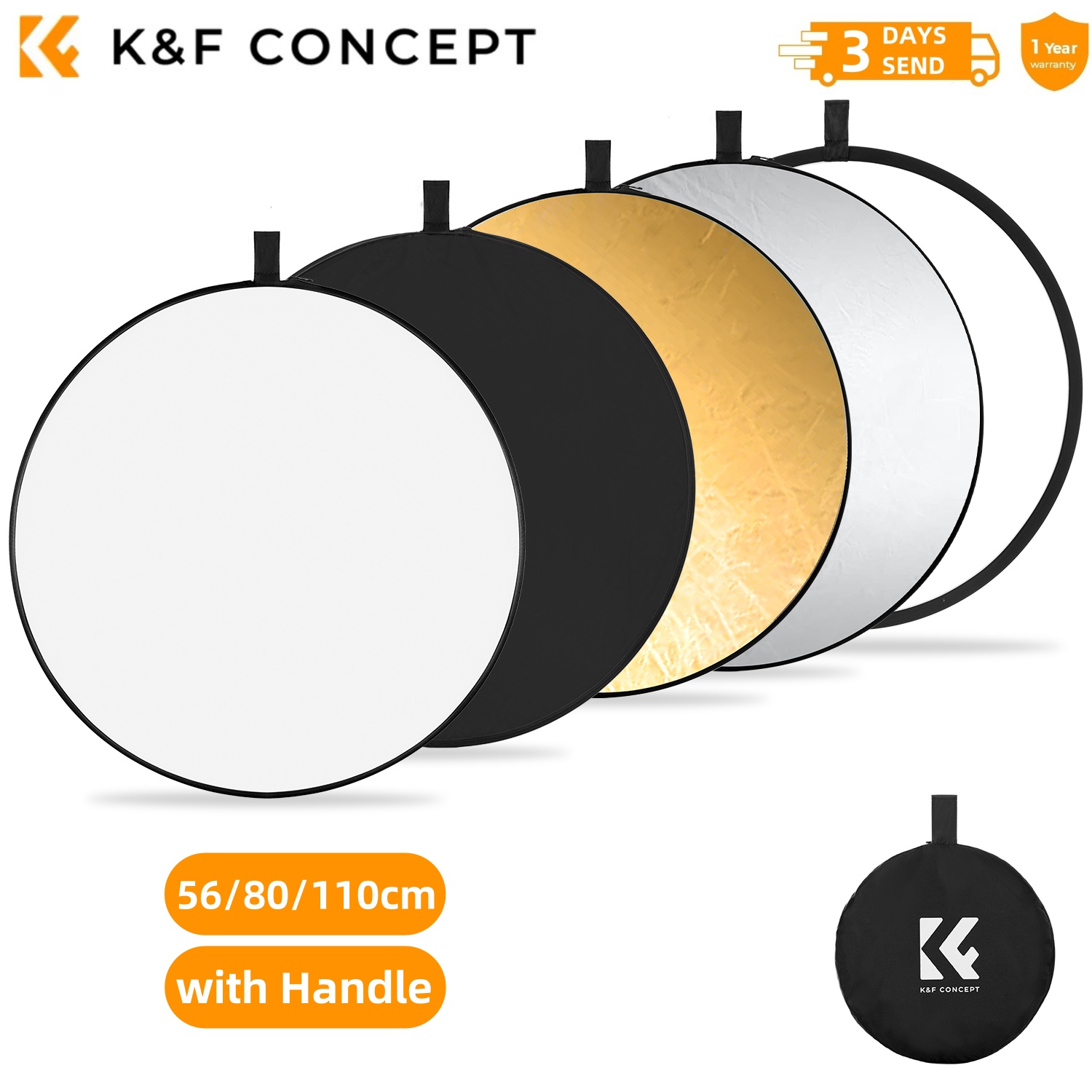 K&F CONCEPT 56/80/110cm 5'i 1  - Photography Lighting Reflector incelemesi ve fiyatı