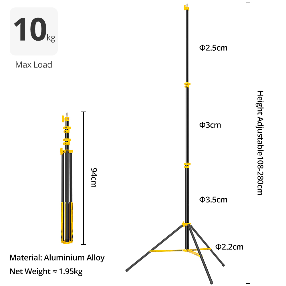 AMBITFUL GM280Y 280cm Profesyo - Photography Video Lighting Kit With Adjustable Tripod Stand incelemesi ve fiyatı