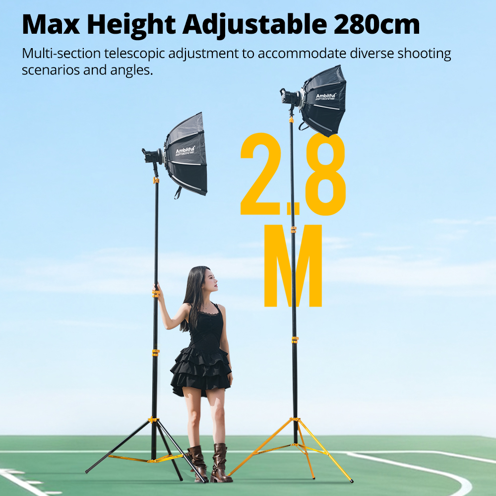 AMBITFUL GM280Y 280cm Profesyo - Photography Video Lighting Kit With Adjustable Tripod Stand incelemesi ve fiyatı